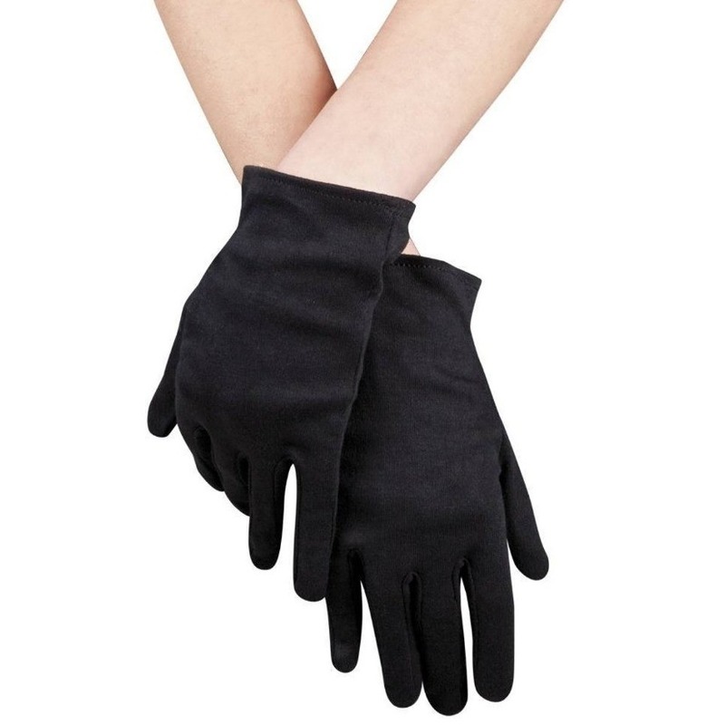 Zwarte korte verkleed handschoenen voor volwassenen