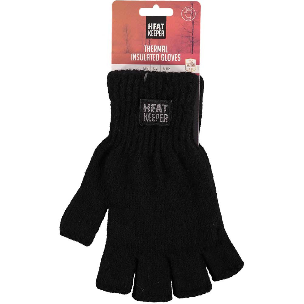 Zwarte vingerloze thermo handschoenen-mofjes voor heren