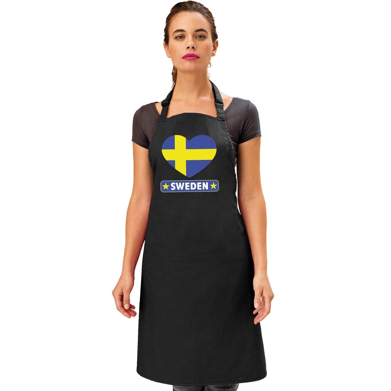 Zweden hart vlag barbecueschort/ keukenschort zwart