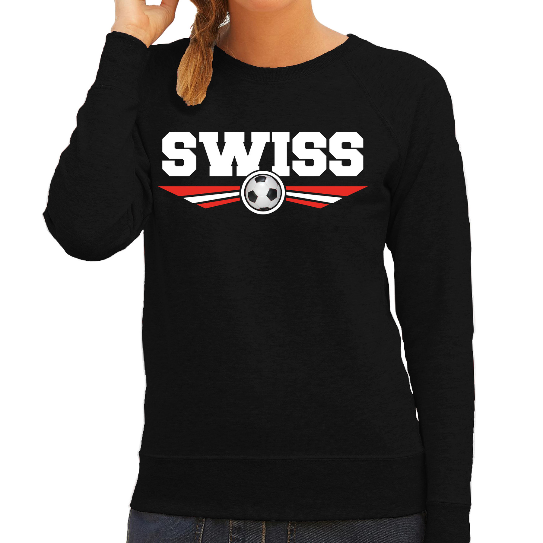 Zwitserland-Switzerland-Swiss landen-voetbal sweater zwart dames