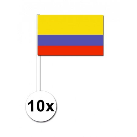 10 zwaaivlaggetjes Colombia 12 x 24 cm