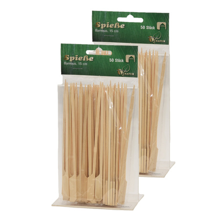 100x Bamboe houten sate prikkers/spiezen 15 cm