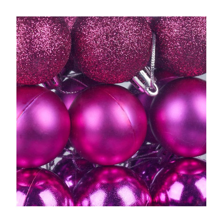 100x Fuchsia roze kunststof kerstballen 3, 4 en 6 cm glitter, mat, glans