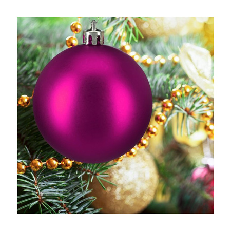 100x Fuchsia roze kunststof kerstballen 3, 4 en 6 cm glitter, mat, glans