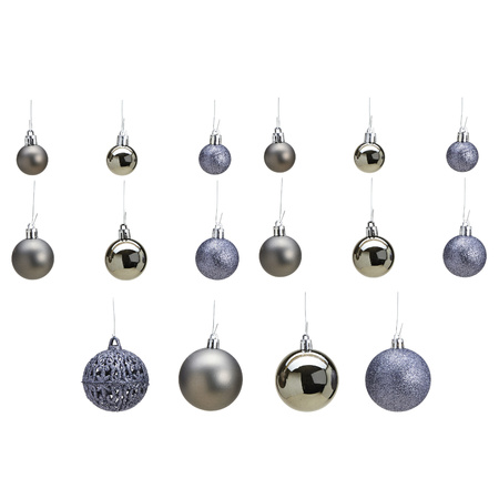 100x stuks kunststof kerstballen grijs 3, 4 en 6 cm