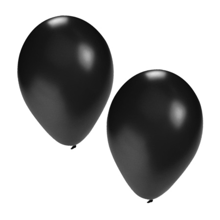 100x stuks zwarte party ballonnen van 27 cm