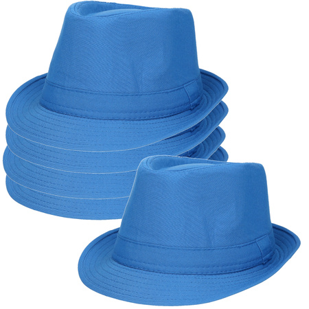 10x Blue trilby hat for adults