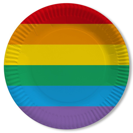 10x Gay pride thema bordjes regenboog 23 cm