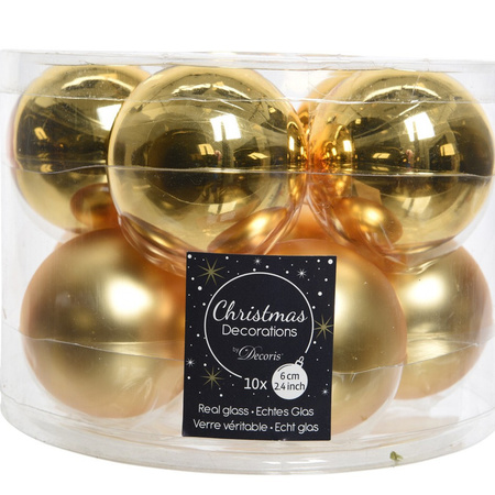 Glazen kerstballen pakket goud glans/mat 38x stuks 4 en 6 cm met piek mat
