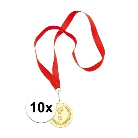 10x Gouden medailles eerste prijs aan rood lint