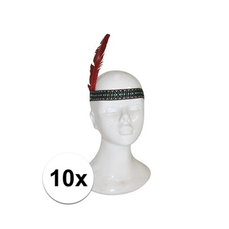 10x Indian headband with feather kids