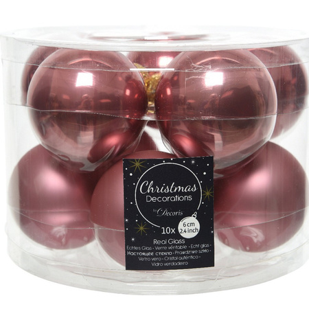 Glazen kerstballen pakket oud roze glans/mat 38x stuks 4 en 6 cm met piek mat