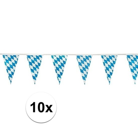 10x Plastic Beieren vlaggenlijnen 10 meter