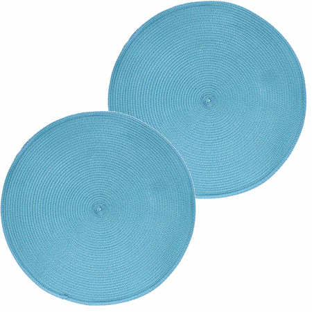 10x Ronde placemats turquoise geweven 38 cm