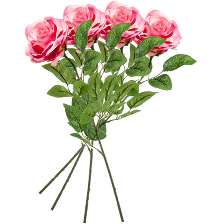 10x Roze rozen Marleen kunstbloemen 63 cm