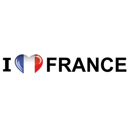 10x stuks I Love France landen vlaggen thema sticker 19.6 x 4,2 cm