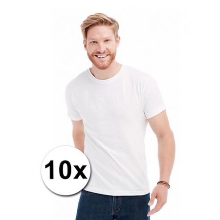 10x witte t-shirts ronde hals