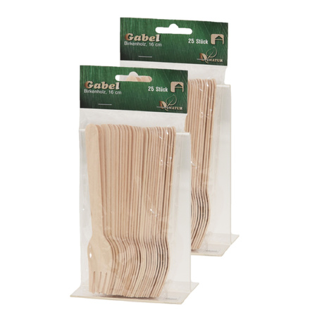 125x houten wegwerp vorken bestek 16 cm bio/eco