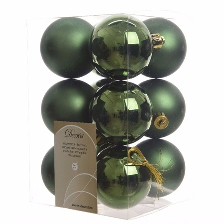 Kerstversiering kunststof kerstballen mix donkerrood/donkergroen 6-8-10 cm pakket van 44x stuks
