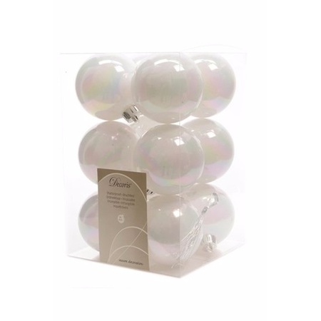 Decoris - kerstballen 24x stuks - mix parelmoer wit en paars - 6 cm - kunststof