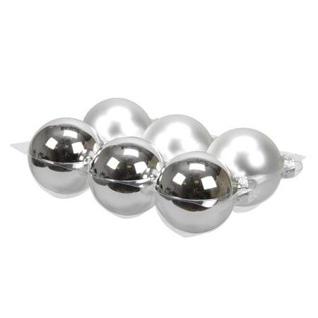 12x stuks glazen kerstballen zilver 8 cm mat/glans