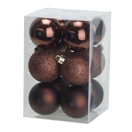 Christmas baubles set darkbrown 6 - 8 - 10 cm - package 62x pieces