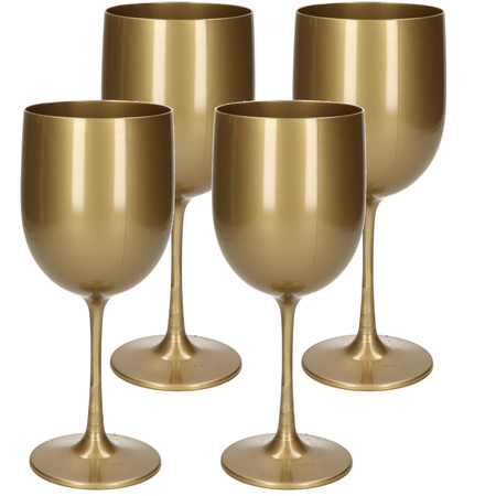 12x stuks onbreekbaar wijnglas goud kunststof 48 cl/480 ml