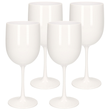 12x pieces unbreakable wineglass white plastic 48 cl/480 ml