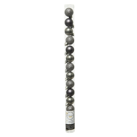42x Stuks kunststof kerstballen mix zwart/antraciet grijs/wit 3 cm