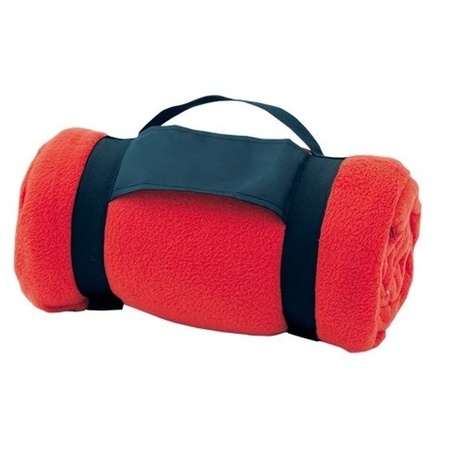 15x Fleece blankets/plaids red removable handle 160 x 130 cm