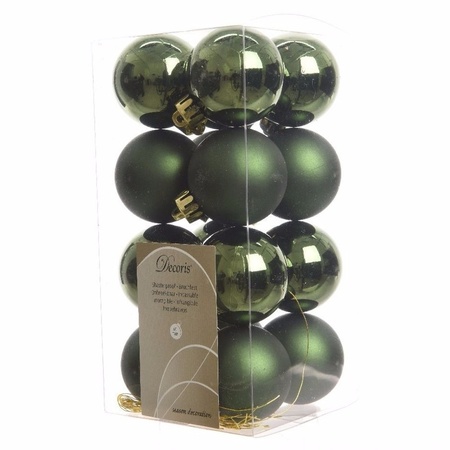 36x stuks kunststof kerstballen goud en donkergroen 3 en 4 cm