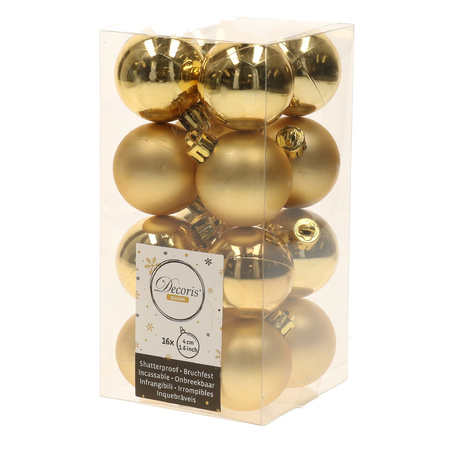 Set 66x stuks kunststof kerstballen met ster piek goud