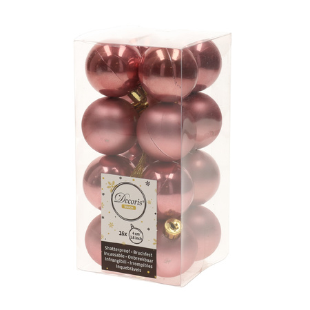 Kerstversiering kunststof kerstballen mix oud roze/zilver 4-6-8 cm pakket van 68x stuks