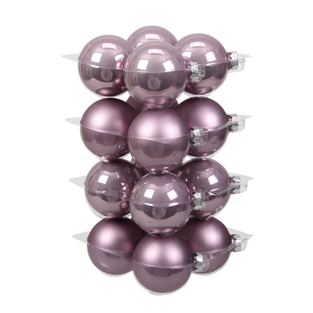 16x stuks glazen kerstballen salie paars (lilac sage) 8 cm mat/glans