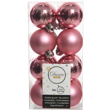 16x Plastic christmas baubles lipstick pink 4 cm mix