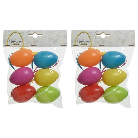 18x Gekleurde plastic/kunststof eieren/Paaseieren 6 cm