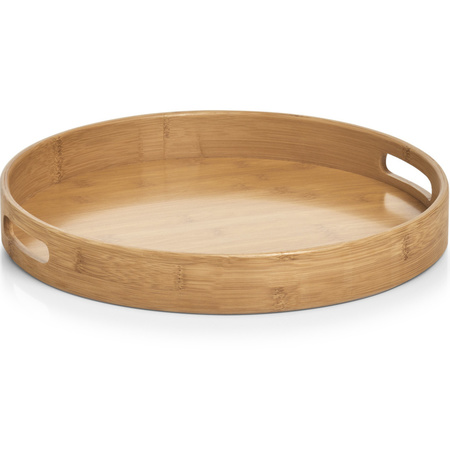 1x Dienbladen rond bamboe hout 38 x 5 cm