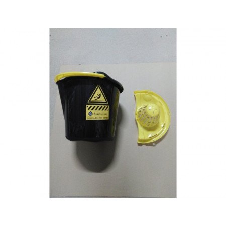 1x Dweilemmers/mopemmers 13,5 liter zwart/geel caution 32 x 30 cm