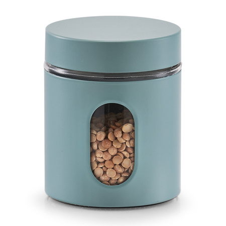 1x Eucalyptus green storage tins/jars with window 600 ml