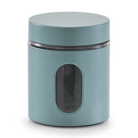 1x Eucalyptus green storage tins/jars with window 600 ml