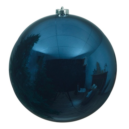 2x stuks grote kerstballen van 20 cm glans van kunststof blauw en rood