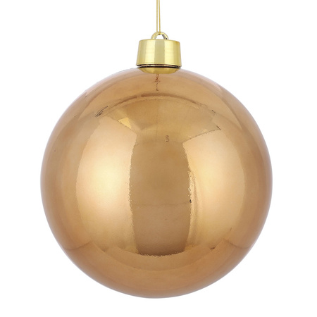 1x Grote kunststof decoratie kerstbal licht koper 25 cm