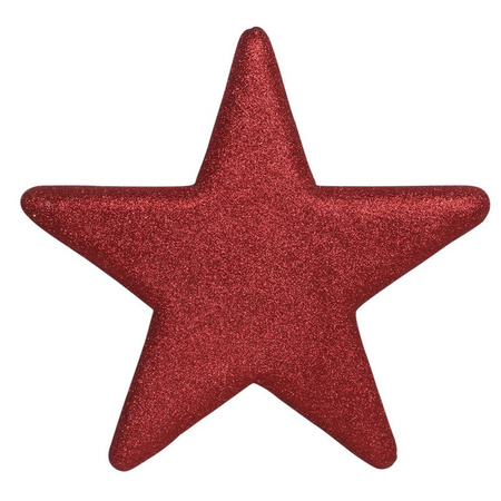 1x Grote rode glitter sterren kerstversiering/kerstdecoratie 25 cm