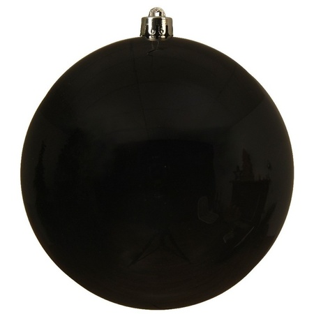 Large plastic christmas baubles - 2x pcs - champagne and black - 14 cm
