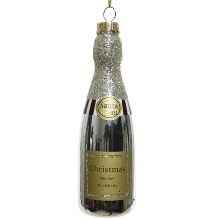 1x Kersthangers figuurtjes champagne fles 12 cm
