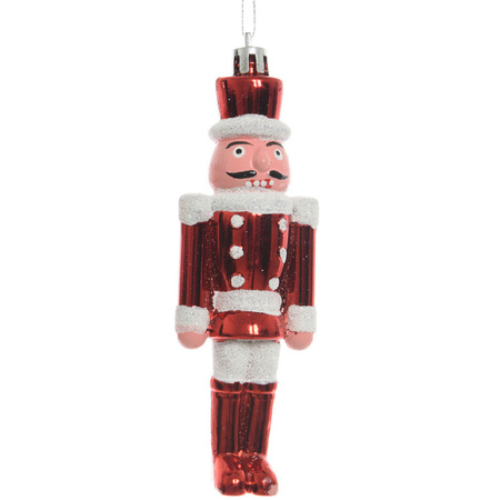 1x Kersthangers notenkrakers poppetjes/soldaten rood/wit 12,5 cm 