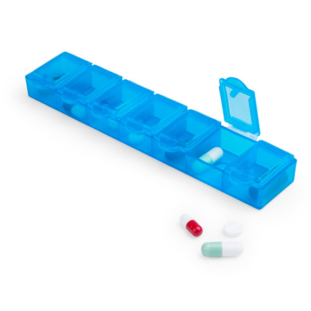 1x Medicine pillbox 7 days blue 15 cm