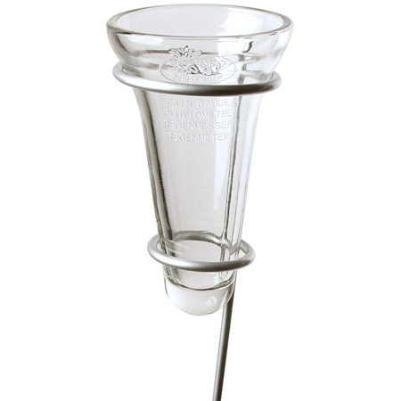 1x Regenmeter/neerslagmeter glas met verzinkte grondpen 69 cm