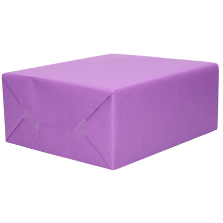 3x Rollen kraft inpakpapier paars/roze/lichtblauw 200 x 70 cm
