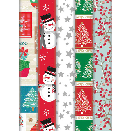 1x Rolls Christmas wrapping paper christmas trees 2 x 0,7 meter